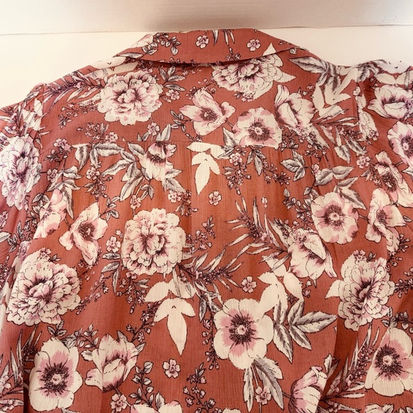 Easel Women's Baby Doll Flowy Dress Small Pink Taupe Color Button Front Ruffle - Picture 4 of 16